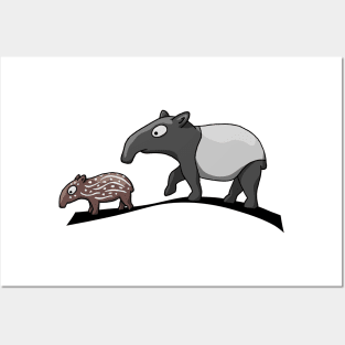 Tapir Family Mother Mom and Baby Mothers Day Tapir Posters and Art